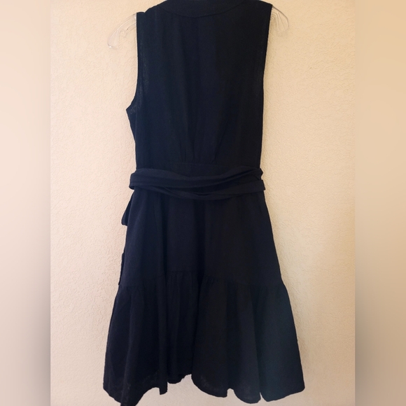 Christian Lacroix Black Linen Wrap Dress Womens Size Medium Sleeveless Pockets - Picture 10 of 16